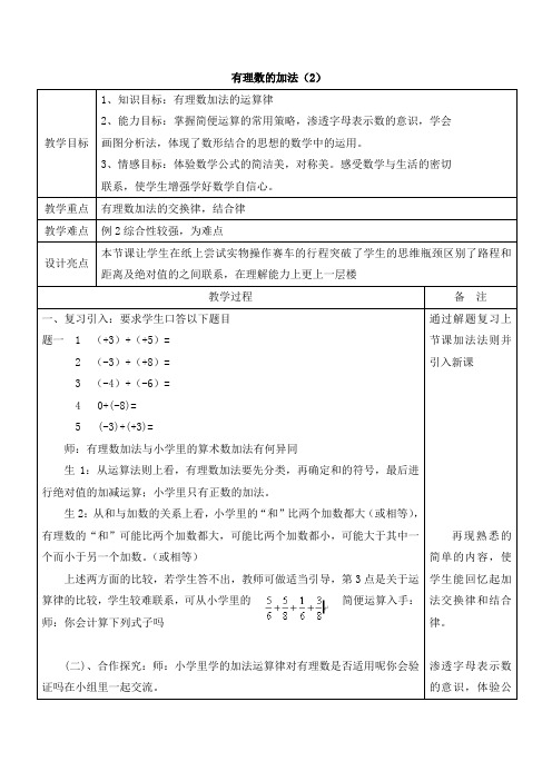 《有理数的加法(2)》精品教案