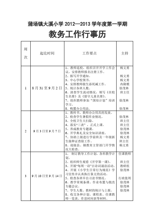 教务工作行事历2012-9