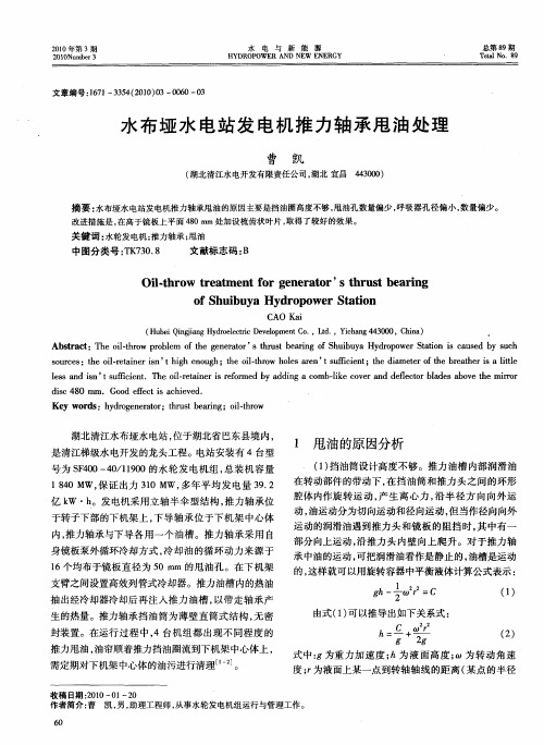 水布垭水电站发电机推力轴承甩油处理