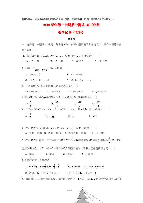 2019届高三数学上学期期中试题 文