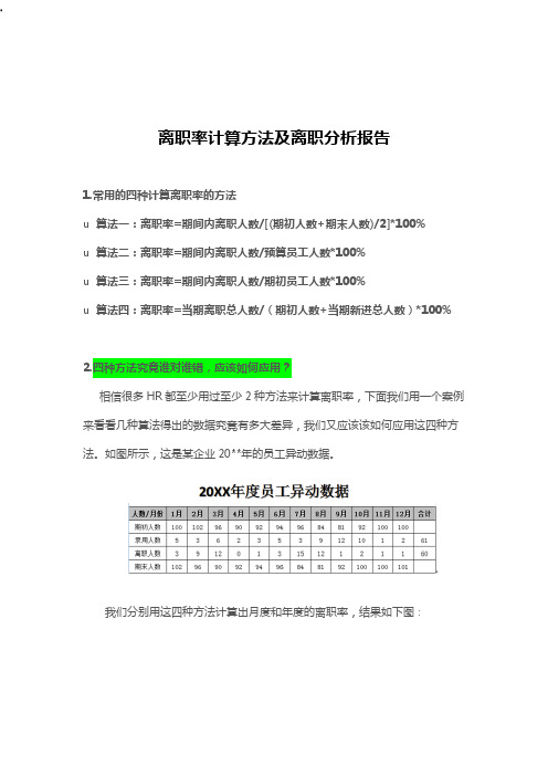 离职率计算方法及离职分析报告