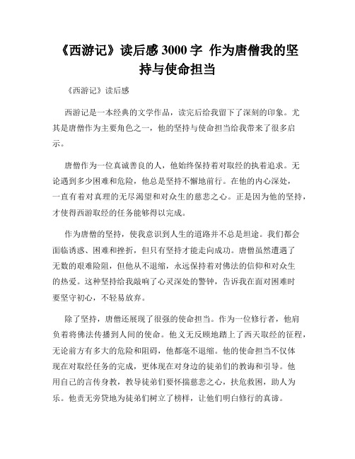 《西游记》读后感3000字  作为唐僧我的坚持与使命担当