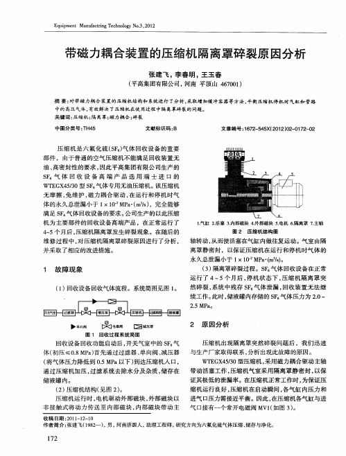 带磁力耦合装置的压缩机隔离罩碎裂原因分析