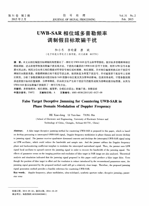 UWB-S AR相位域多普勒频率调制假目标欺骗干扰