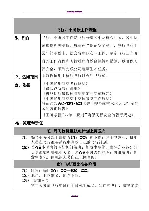 飞行四个阶段工作流程