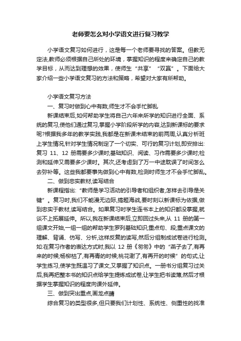 老师要怎么对小学语文进行复习教学