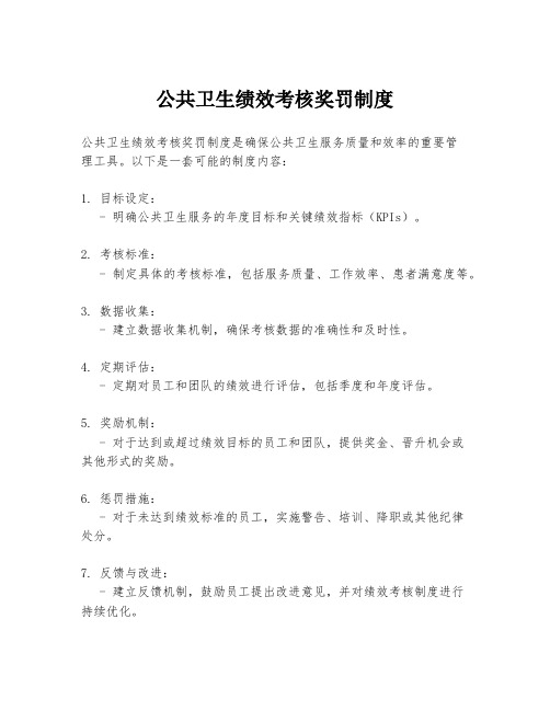 公共卫生绩效考核奖罚制度