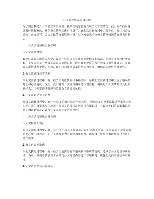 公文管理情况自查自纠