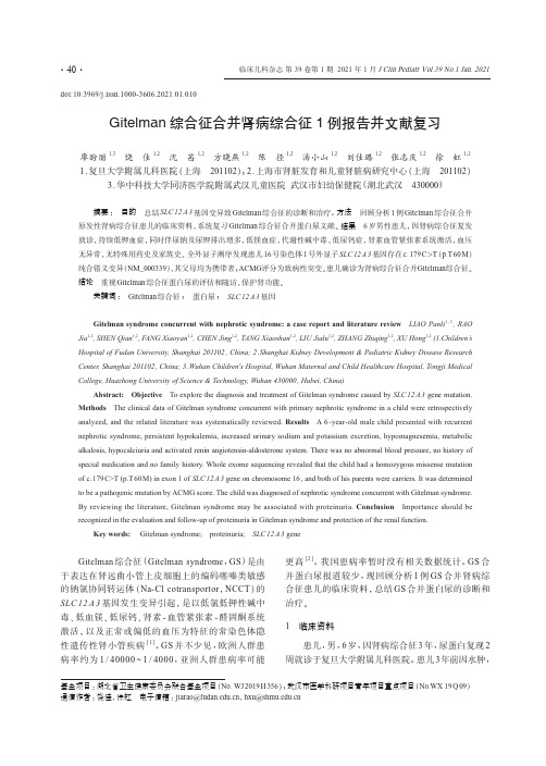 Gitelman综合征合并肾病综合征1例报告并文献复习