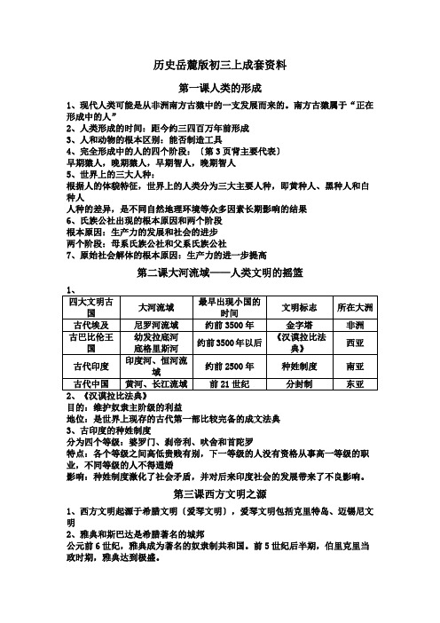 历史岳麓版初三上成套资料