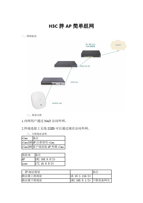 H3C胖AP简单组网汇总