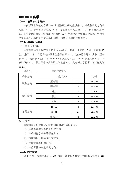 100800中药学硕士点介绍