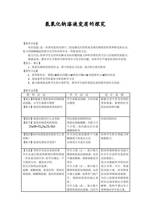 初中化学_氢氧化钠变质的探究教学设计学情分析教材分析课后反思