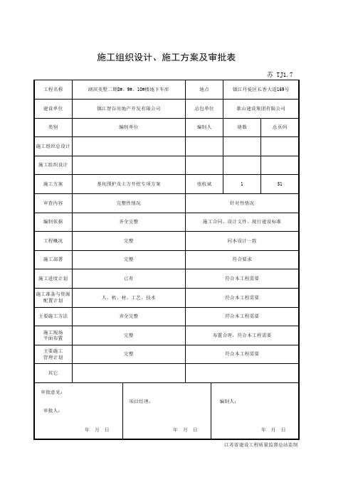 001-TJ1.7 施工组织设计、施工方案及审批表