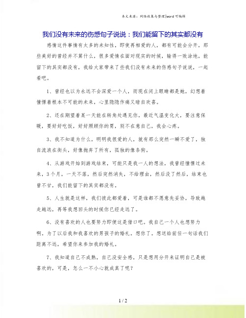 我们没有未来的伤感句子说说：我们能留下的其实都没有.doc