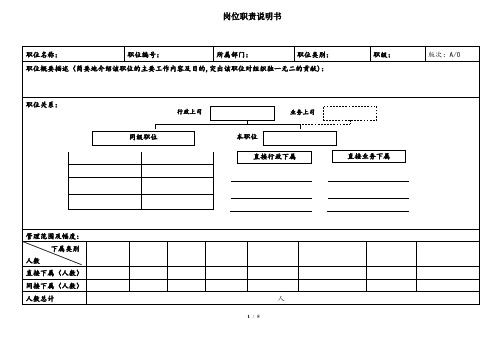 岗位职位说明书(空白模板)