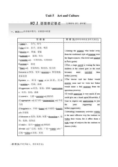 2020版高考英语新设计一轮复习重大版讲义：必修4 Unit 5 Art and Culture 含答案