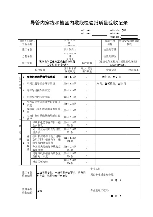 导管内穿线和槽盒内敷线检验批质量验收记录