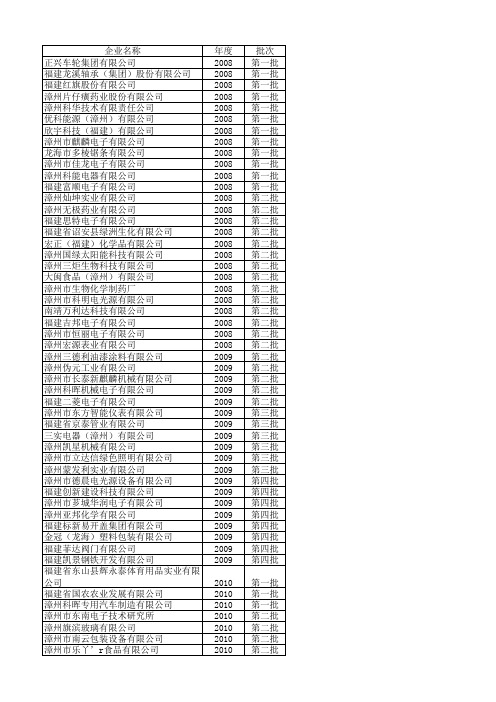 漳州高新技术企业名单