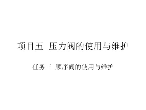 项目五 任务三 顺序阀的使用与维护