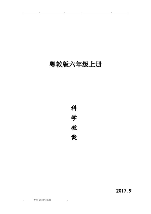 粤教版六年级科学(上册)全册教案