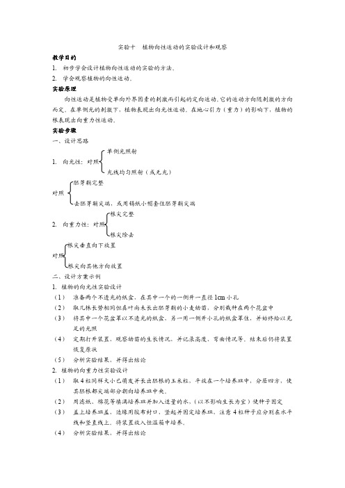 实验十植物向性运动的实验设计和观察