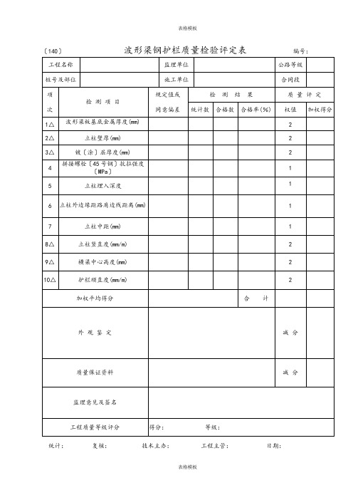 2023年波形梁钢护栏质量检验评定表