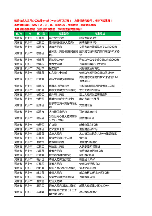 2020新版河南省新乡市药工商企业公司商家名录名单黄页联系电话号码地址大全1336家