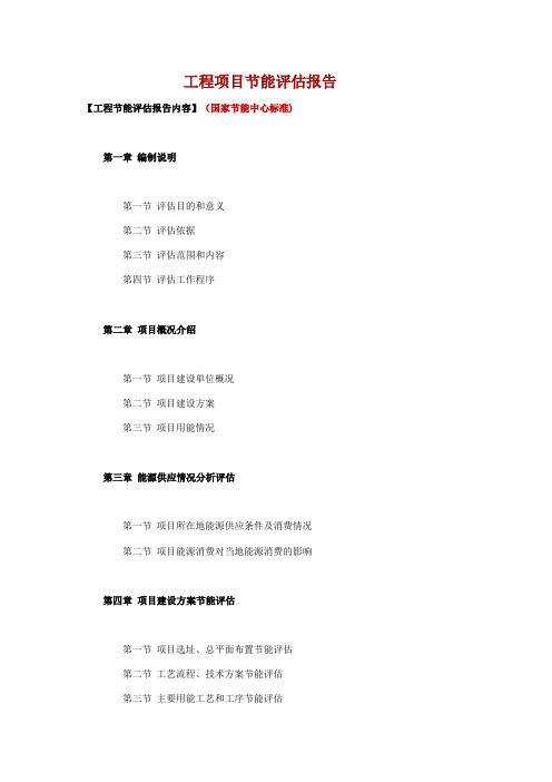 工程项目节能评估报告【范本模板】