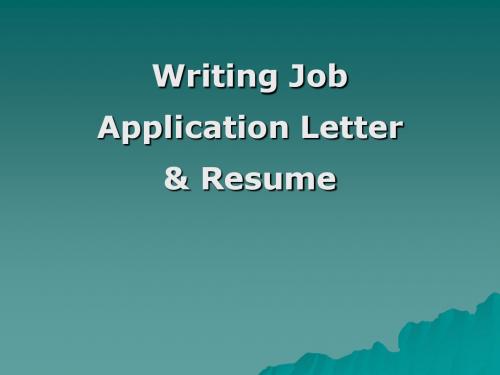 Job Application Letter& Resume