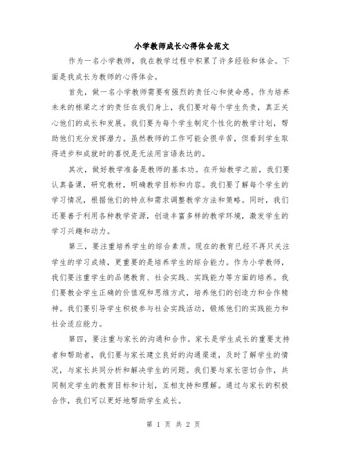 小学教师成长心得体会范文