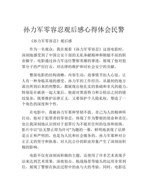 孙力军零容忍观后感心得体会民警