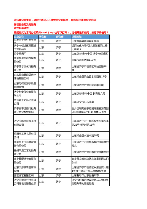 2020新版山东济宁工艺礼品企业公司名录名单黄页联系方式大全89家