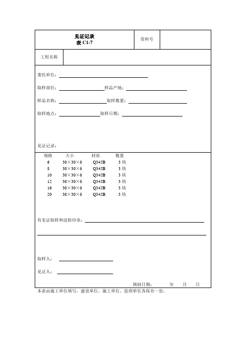 见证记录表格 - 副本