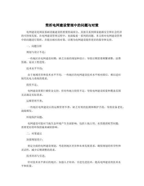 简析电网建设管理中的问题与对策