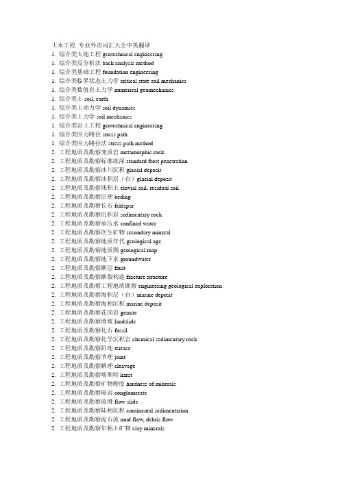 土木工程 专业外语词汇大全中英翻译