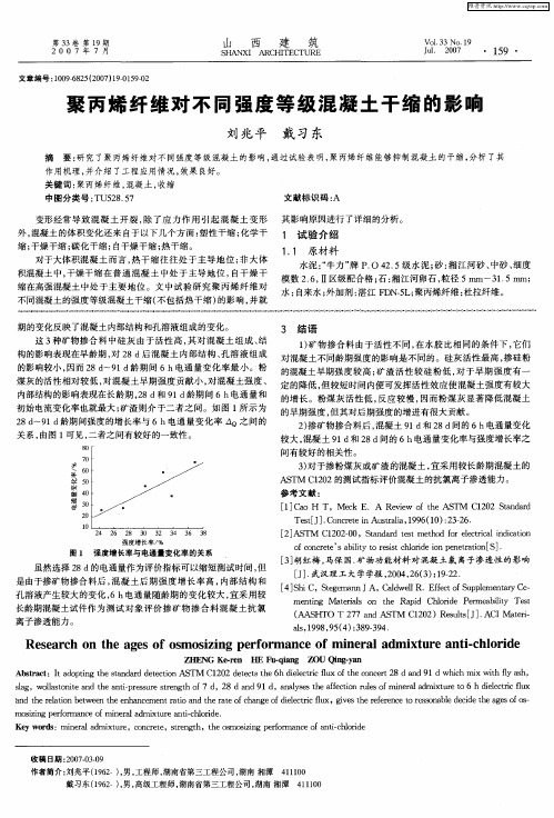 聚丙烯纤维对不同强度等级混凝土干缩的影响