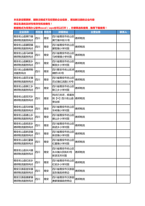 2020新版四川省雅安德邦物流工商企业公司名录名单黄页联系方式大全39家