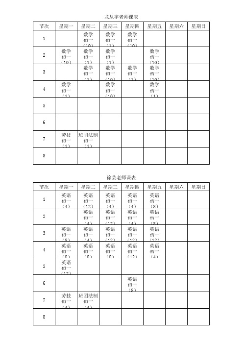 织金四中2013-2014学年(秋季)课程表