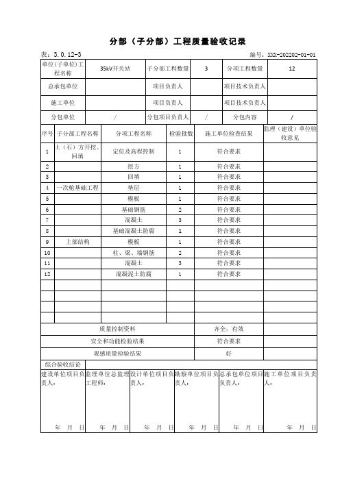 分部工程质量验收记录