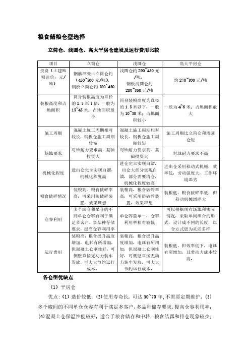 粮食储粮仓型选择