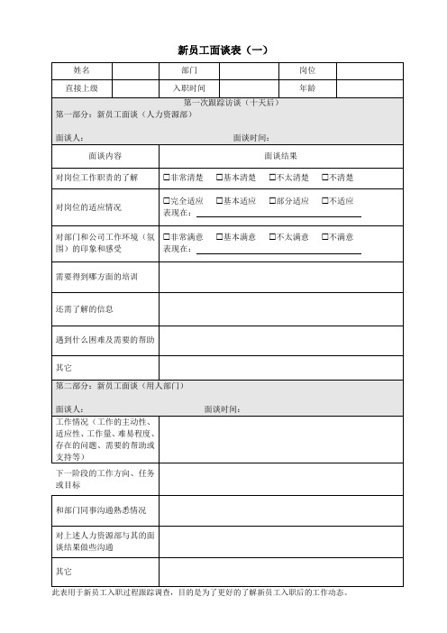 新员工面谈记录表—模板