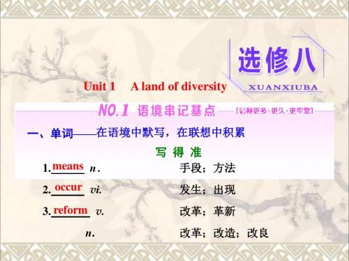 2018届高三英语一轮复习Unit1Alandofdiversity课件新人教版选修8