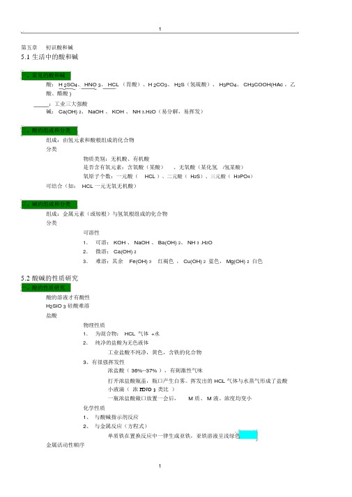 上海初三化学二模知识点总结