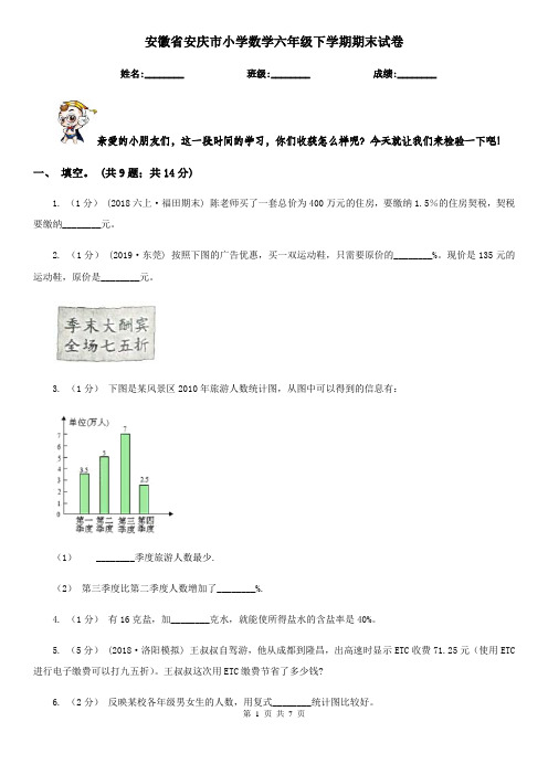 安徽省安庆市小学数学六年级下学期期末试卷