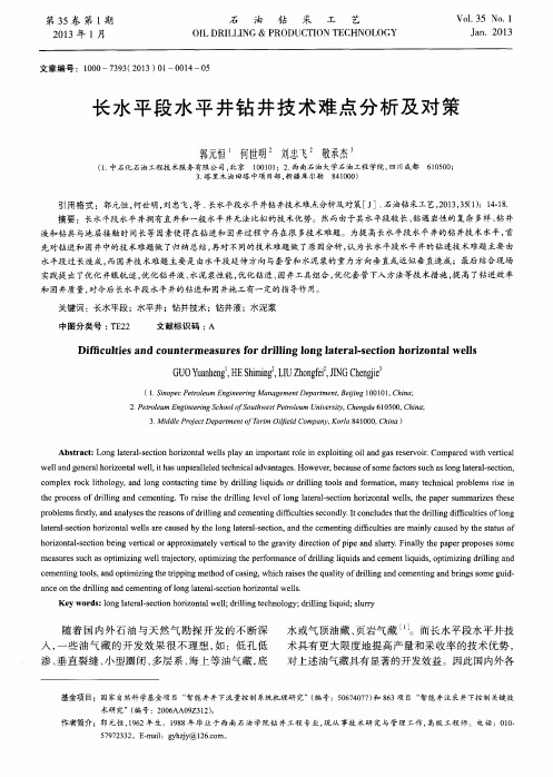 长水平段水平井钻井技术难点分析及对策
