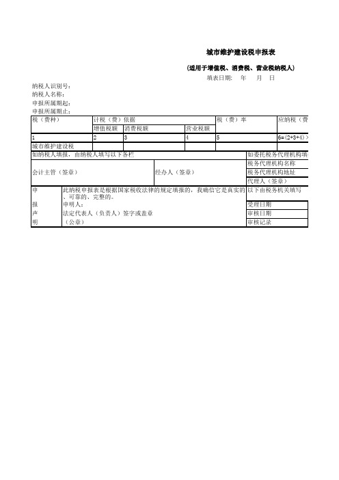 城市维护建设税申报表