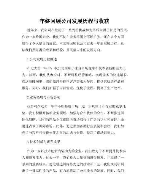 年终回顾公司发展历程与收获