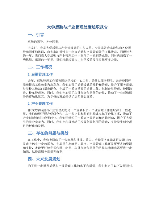 大学后勤与产业管理处度述职报告