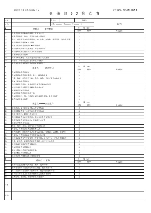 仓储部6S检查表